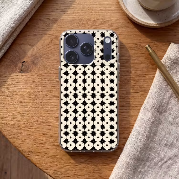 Stervormen - Geometrisch - Zwart Telefoonhoesje iPhone 17 Pro klein 878 -sfeer1