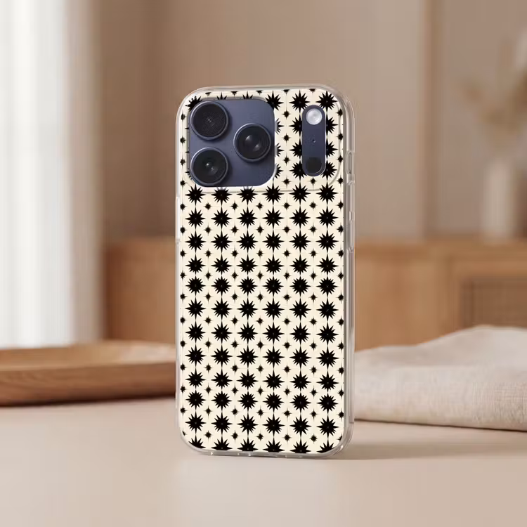 Stervormen - Geometrisch - Zwart Telefoonhoesje iPhone 17 Pro klein 878 -sfeer2