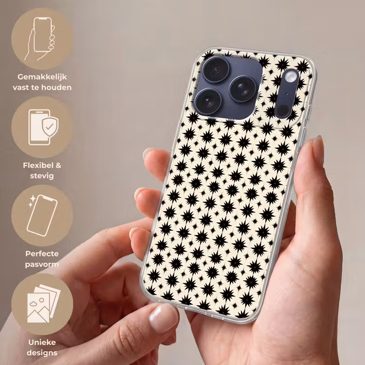 Stervormen - Geometrisch - Zwart Telefoonhoesje iPhone 17 Pro klein 878 -sfeer3_NL
