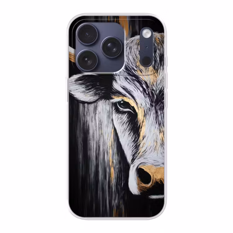 Stier - Hoorns - Snuit - Goud Telefoonhoesje iPhone 17 Pro klein -3d