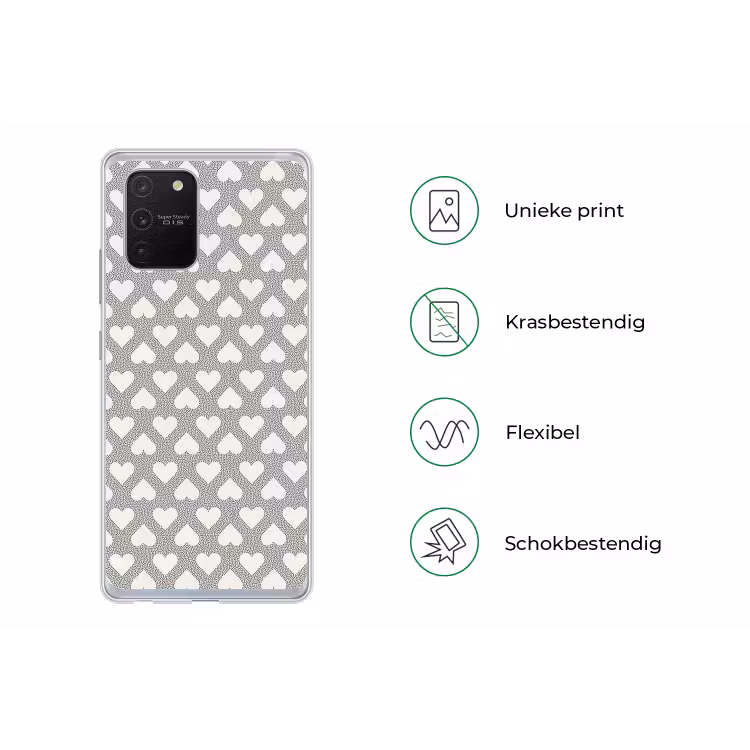 Stippen - Hart - Zwart - Wit Telefoonhoesje Samsung Galaxy S10 Lite klein 364 -specsS10Lite
