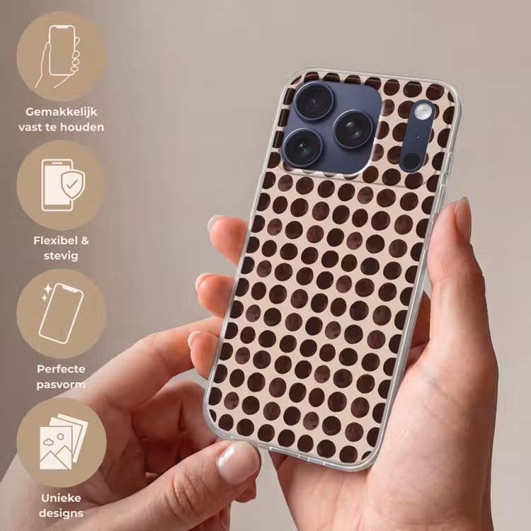 Stippen - Patroon - Bruin Telefoonhoesje iPhone 17 Pro klein 878 -sfeer3_NL