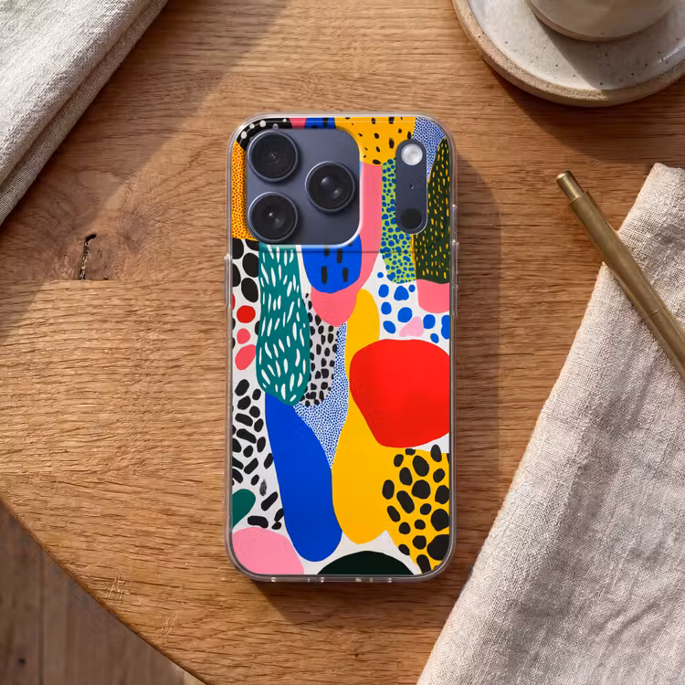 Stippen - Vormen - Modern - Kleuren Telefoonhoesje iPhone 17 Pro klein -sfeer1