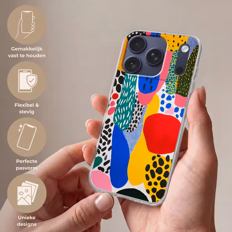Stippen - Vormen - Modern - Kleuren Telefoonhoesje iPhone 17 Pro klein -sfeer3_NL