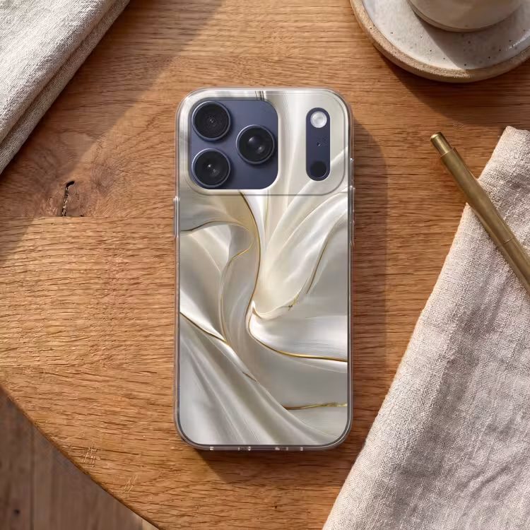Stof - Plooien - Goud Telefoonhoesje iPhone 17 Pro klein -sfeer1