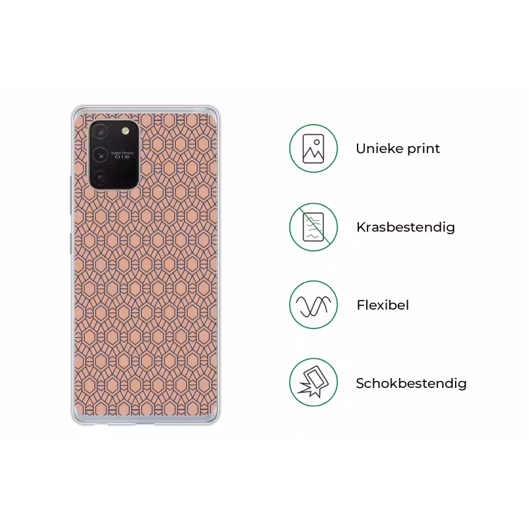 Strak - Patroon - Roze - Donkerblauw Telefoonhoesje Samsung Galaxy S10 Lite klein 364 -specsS10Lite