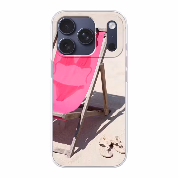 Strand - Ligstoel - Badkleding - Zomer - Roze Telefoonhoesje iPhone 17 Pro klein -3d