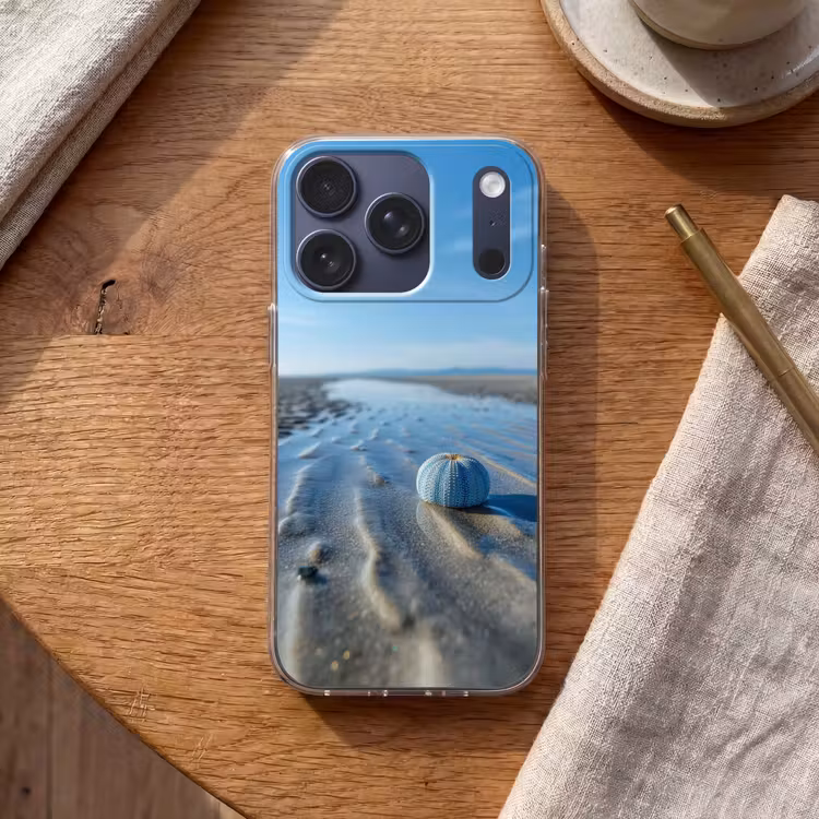 Strand - Schild - Water - Blauw Telefoonhoesje iPhone 17 Pro klein -sfeer1