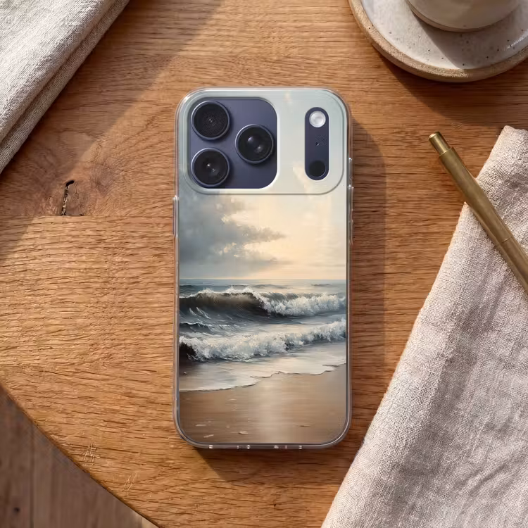 Strand - Zee - Zonsondergang Telefoonhoesje iPhone 17 Pro klein -sfeer1