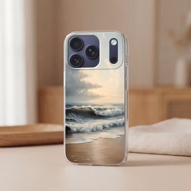 Strand - Zee - Zonsondergang Telefoonhoesje iPhone 17 Pro klein -sfeer2