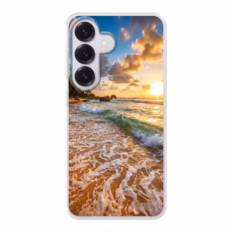 Strand - Zonsondergang - Golven - Natuur - Goud Telefoonhoesje Samsung Galaxy S26 klein -3d
