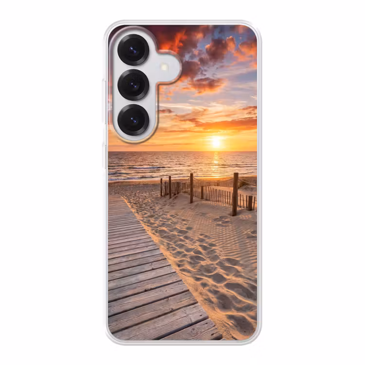 Strand - Zonsondergang - Zee - Natuur - Oranje Telefoonhoesje Samsung Galaxy S26 klein -3d