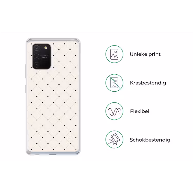 Streep - Hart - Wit - Zwart Telefoonhoesje Samsung Galaxy S10 Lite klein 364 -specsS10Lite
