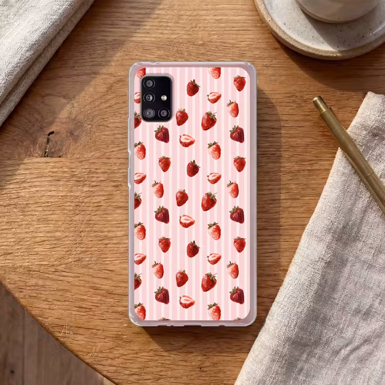 Strepen - Aardbei - Roze Telefoonhoesje Samsung Galaxy A51 5G klein 373 -sfeer1