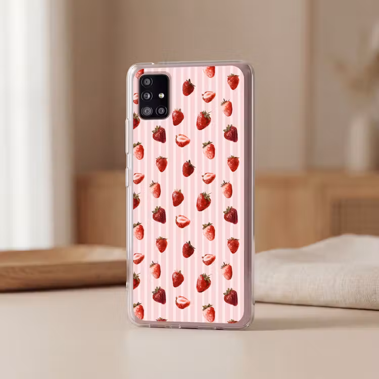 Strepen - Aardbei - Roze Telefoonhoesje Samsung Galaxy A51 5G klein 373 -sfeer2
