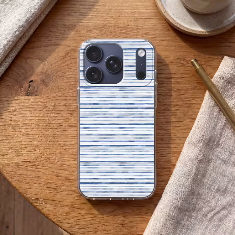 Strepen - Patroon - Blauw - Wit Telefoonhoesje iPhone 17 Pro klein 878 -sfeer1