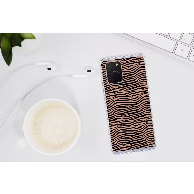 Strepen - Roze - Bruin Telefoonhoesje Samsung Galaxy S10 Lite klein 364 -oordopS10Lite