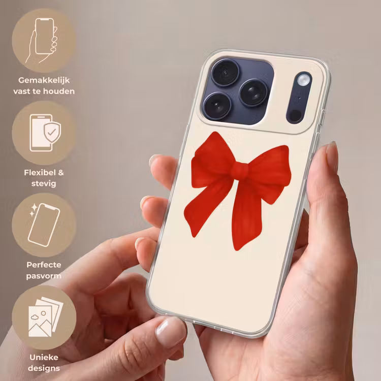 Strik - Symmetrisch - Rood - Lint Telefoonhoesje iPhone 17 Pro klein -sfeer3_NL