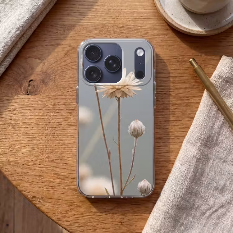 Strobloemen - Wit - Daglicht Telefoonhoesje iPhone 17 Pro klein -sfeer1