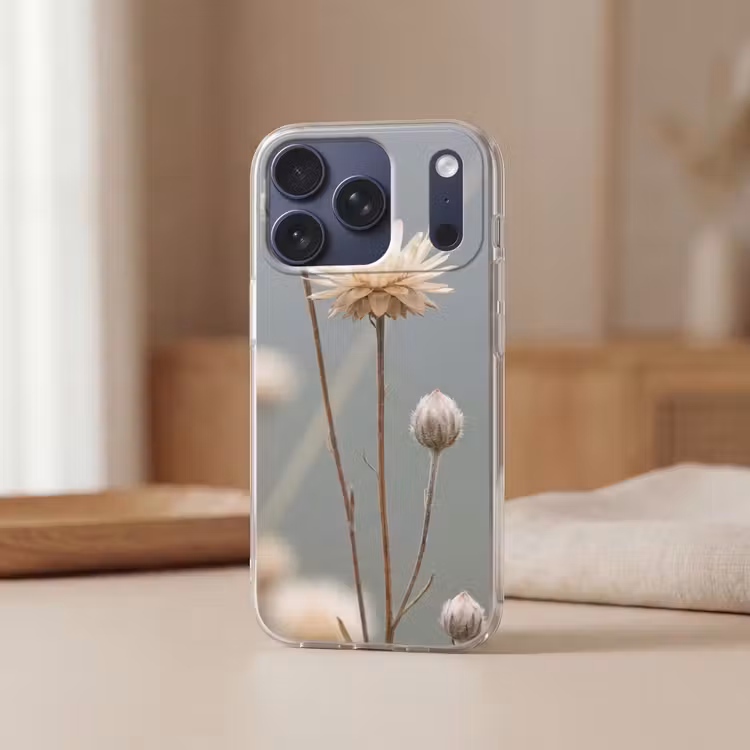 Strobloemen - Wit - Daglicht Telefoonhoesje iPhone 17 Pro klein -sfeer2