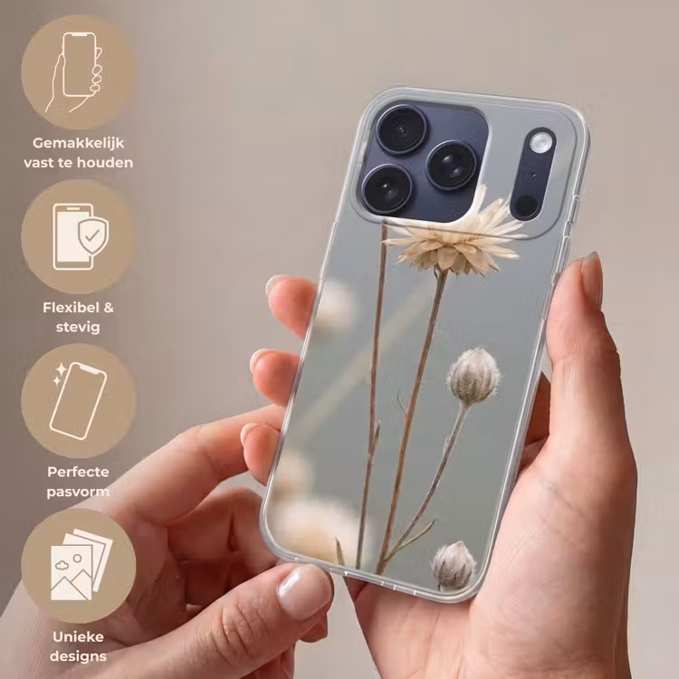 Strobloemen - Wit - Daglicht Telefoonhoesje iPhone 17 Pro klein -sfeer3_NL