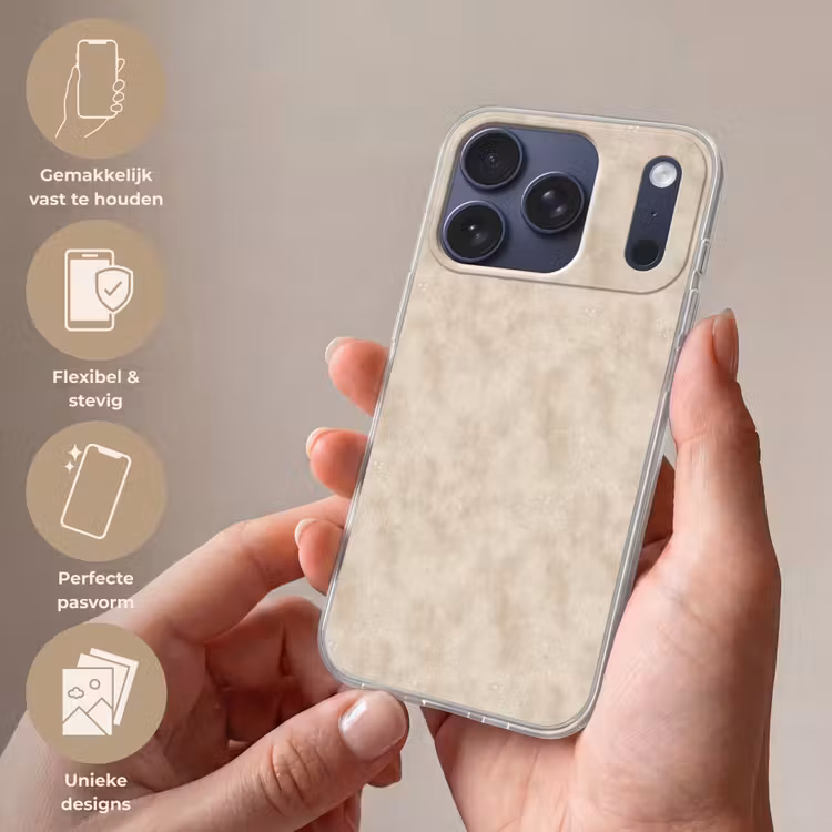 Structuur - Spikkels - Beige Telefoonhoesje iPhone 17 Pro klein 878 -sfeer3_NL