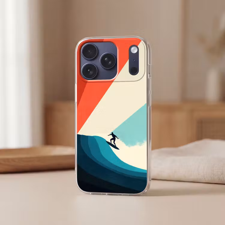 Surfer - Abstract - Golven - Zonnestralen Telefoonhoesje iPhone 17 Pro klein -sfeer2