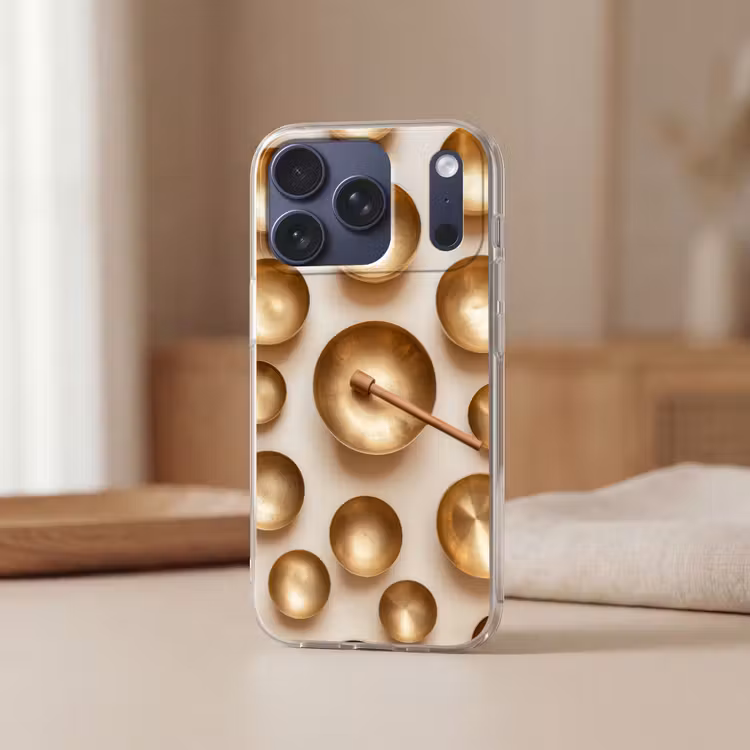 Symmetrisch - Goud - Brons - Balans Telefoonhoesje iPhone 17 Pro klein -sfeer2