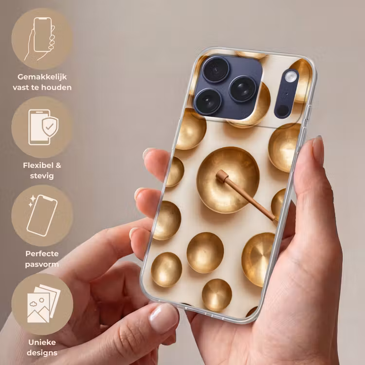 Symmetrisch - Goud - Brons - Balans Telefoonhoesje iPhone 17 Pro klein -sfeer3_NL