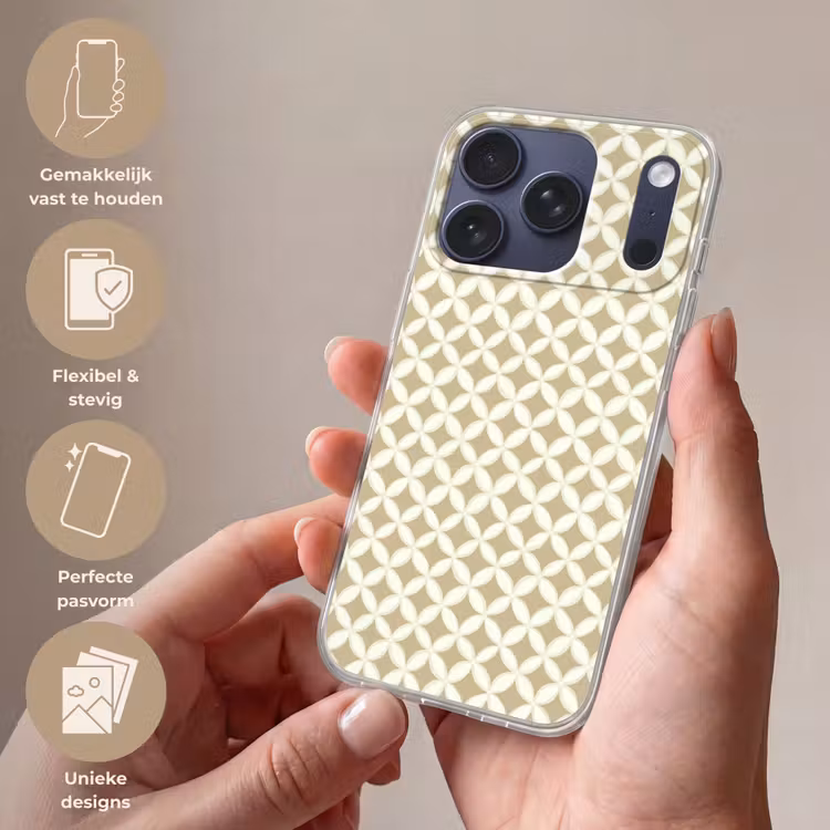 Symmetrisch - Motief - Beige Telefoonhoesje iPhone 17 Pro klein 878 -sfeer3_NL