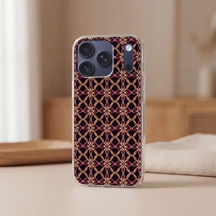 Symmetrisch - Tegel - Burgundy Telefoonhoesje iPhone 17 Pro klein 878 -sfeer2