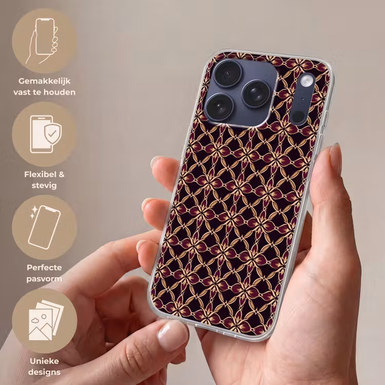 Symmetrisch - Tegel - Burgundy Telefoonhoesje iPhone 17 Pro klein 878 -sfeer3_NL