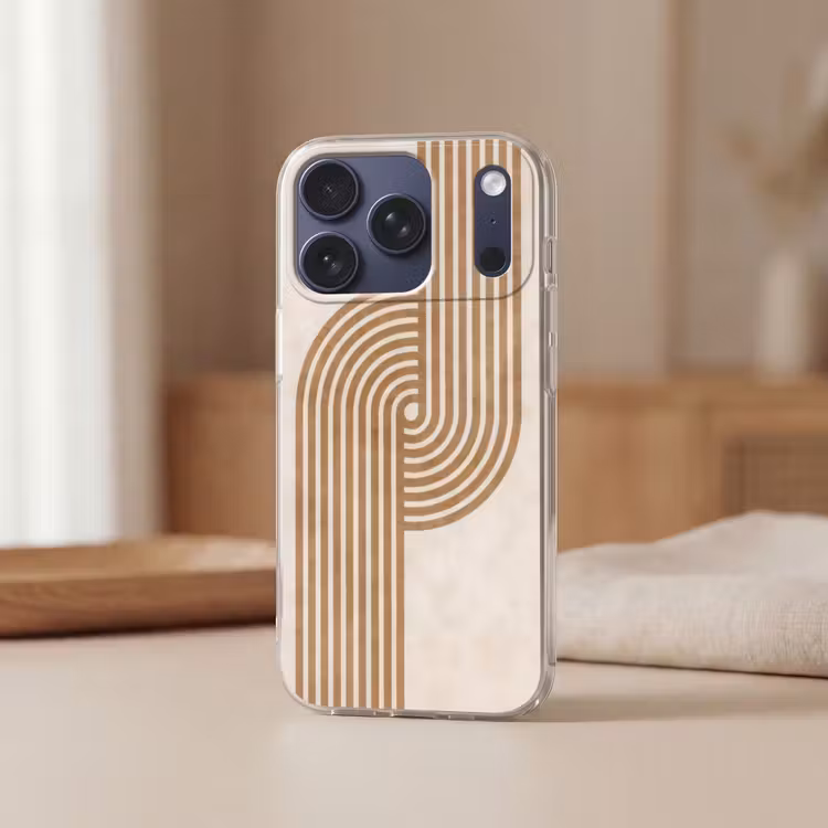 Symmetrische bocht - Koperkleurig Telefoonhoesje iPhone 17 Pro klein -sfeer2