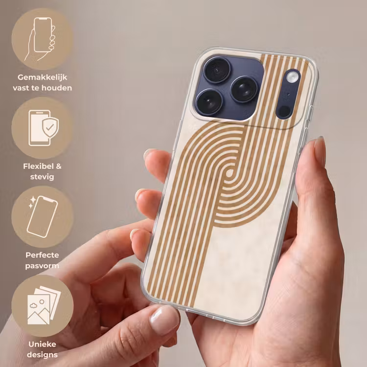 Symmetrische bocht - Koperkleurig Telefoonhoesje iPhone 17 Pro klein -sfeer3_NL