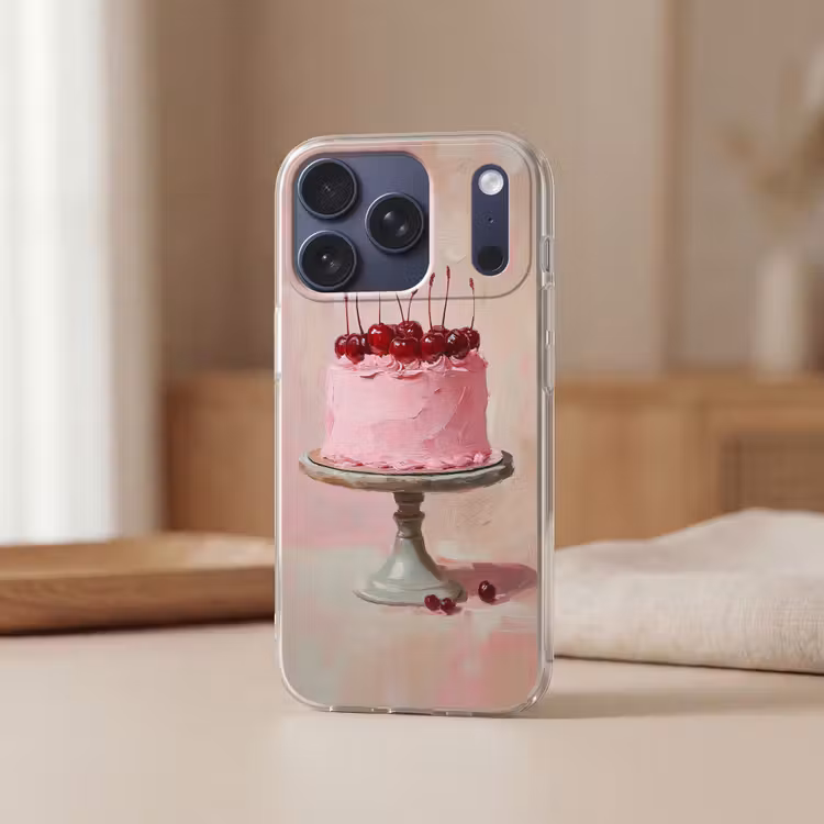Taart - Pink - Cherry Telefoonhoesje iPhone 17 Pro klein -sfeer2