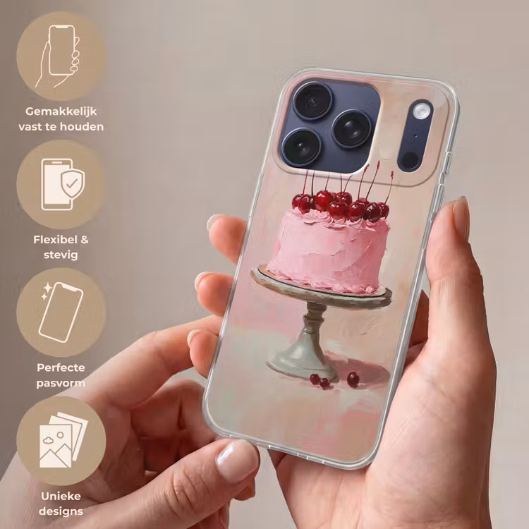 Taart - Pink - Cherry Telefoonhoesje iPhone 17 Pro klein -sfeer3_NL