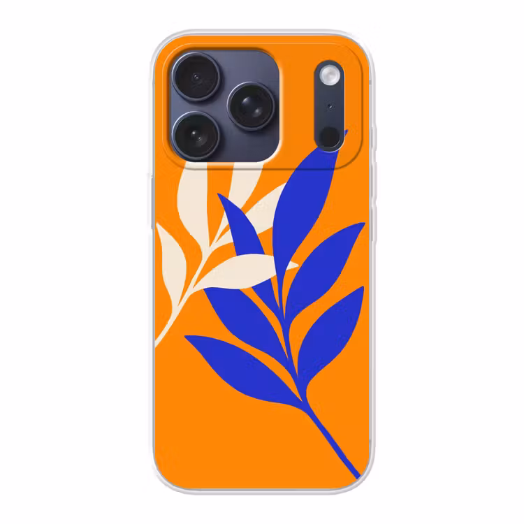 Takken - Bladeren - Minimalistisch - Blauw Telefoonhoesje iPhone 17 Pro klein -3d