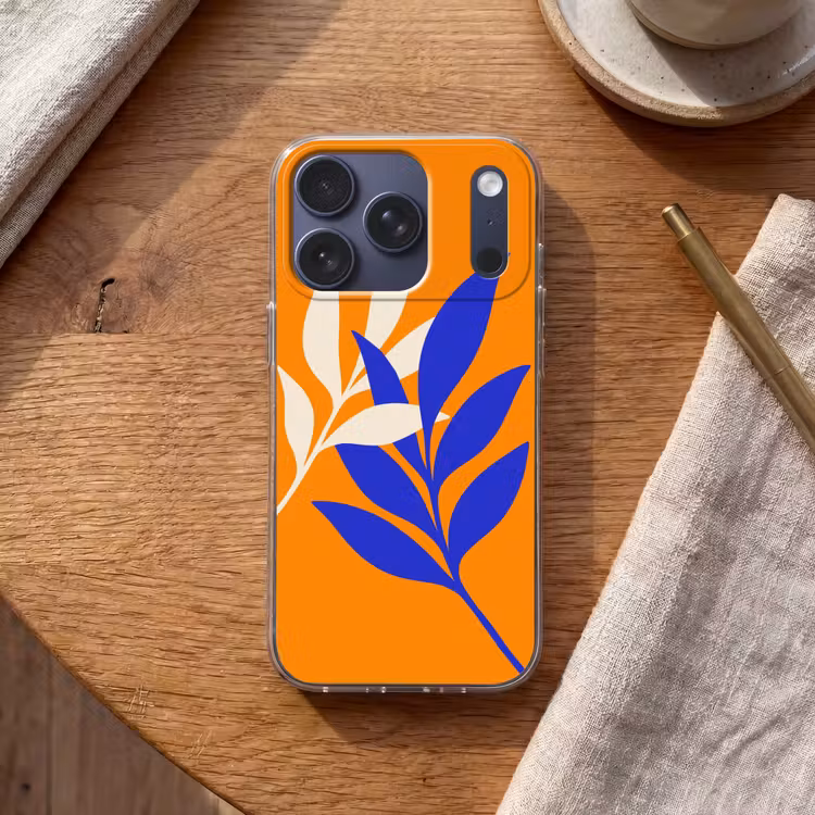 Takken - Bladeren - Minimalistisch - Blauw Telefoonhoesje iPhone 17 Pro klein -sfeer1