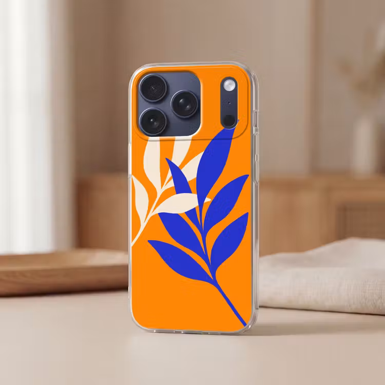 Takken - Bladeren - Minimalistisch - Blauw Telefoonhoesje iPhone 17 Pro klein -sfeer2