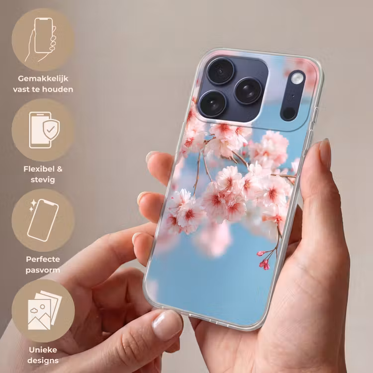Takken - Bloesems - Roze Telefoonhoesje iPhone 17 Pro klein -sfeer3_NL