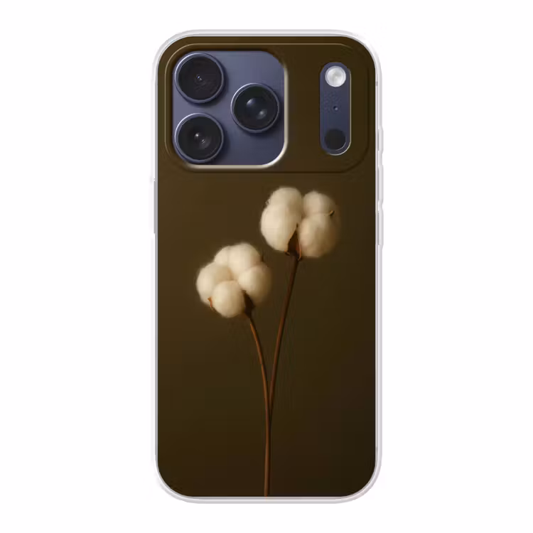Takken - Katoen - Wit - Bollen Telefoonhoesje iPhone 17 Pro klein -3d