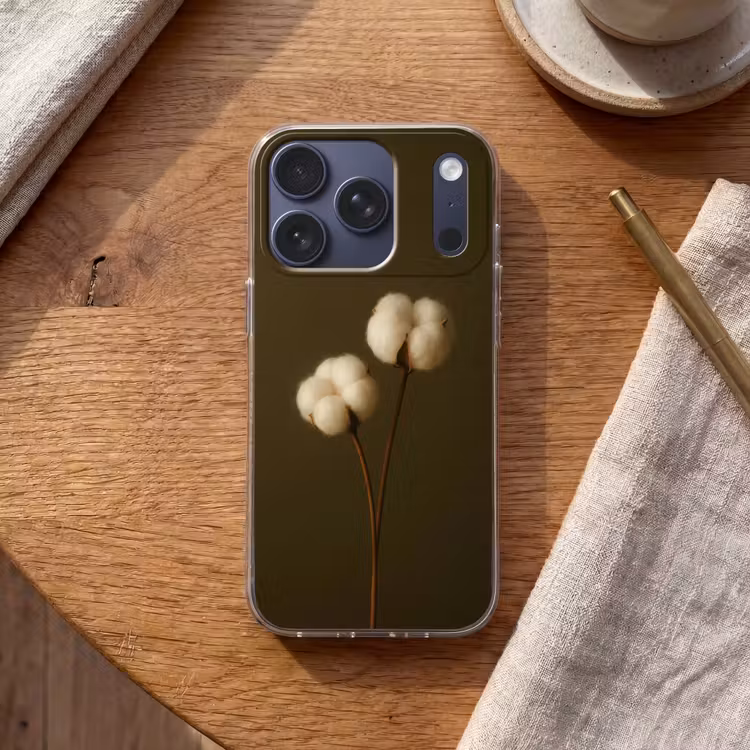 Takken - Katoen - Wit - Bollen Telefoonhoesje iPhone 17 Pro klein -sfeer1