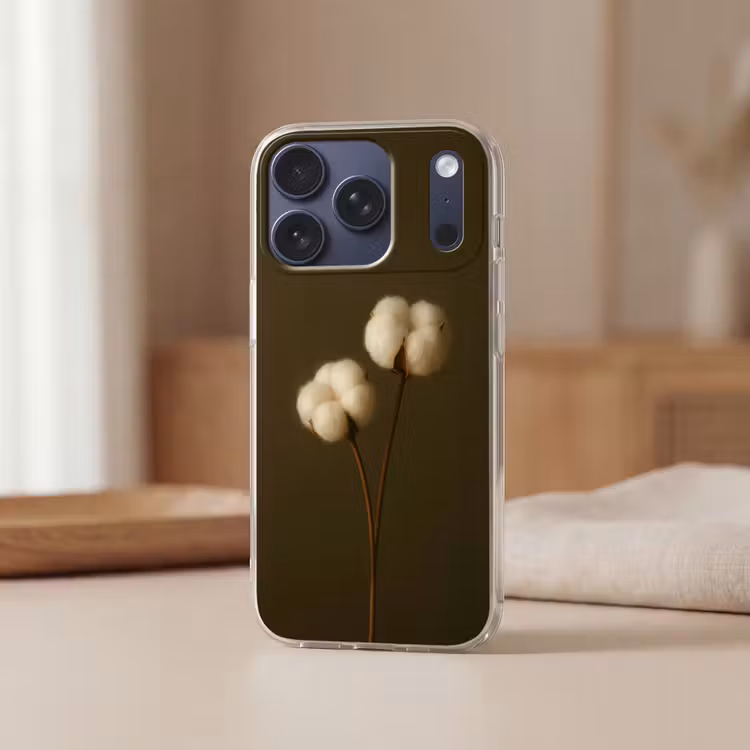 Takken - Katoen - Wit - Bollen Telefoonhoesje iPhone 17 Pro klein -sfeer2
