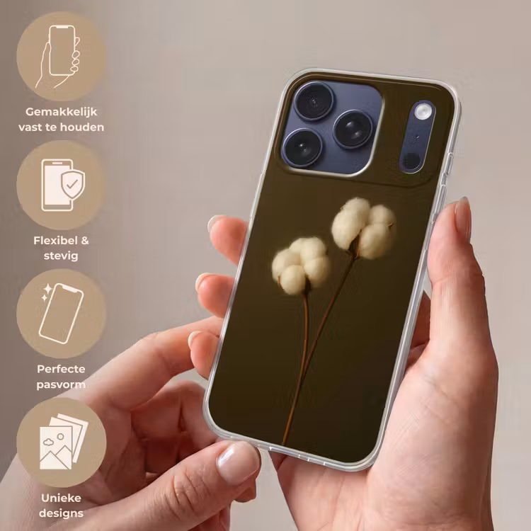 Takken - Katoen - Wit - Bollen Telefoonhoesje iPhone 17 Pro klein -sfeer3_NL