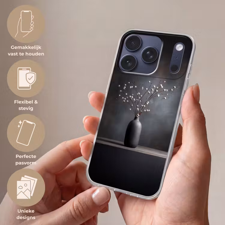 Takken - Vaas - Bolletjes - Wit Telefoonhoesje iPhone 17 Pro klein -sfeer3_NL