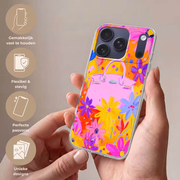 Tas - Roze - Bloemen Telefoonhoesje iPhone 17 Pro klein -sfeer3_NL