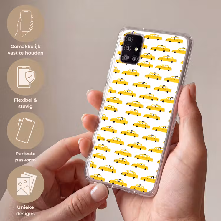 Taxi - Iconisch - Geel Telefoonhoesje Samsung Galaxy A51 5G klein 373 -sfeer3_NL