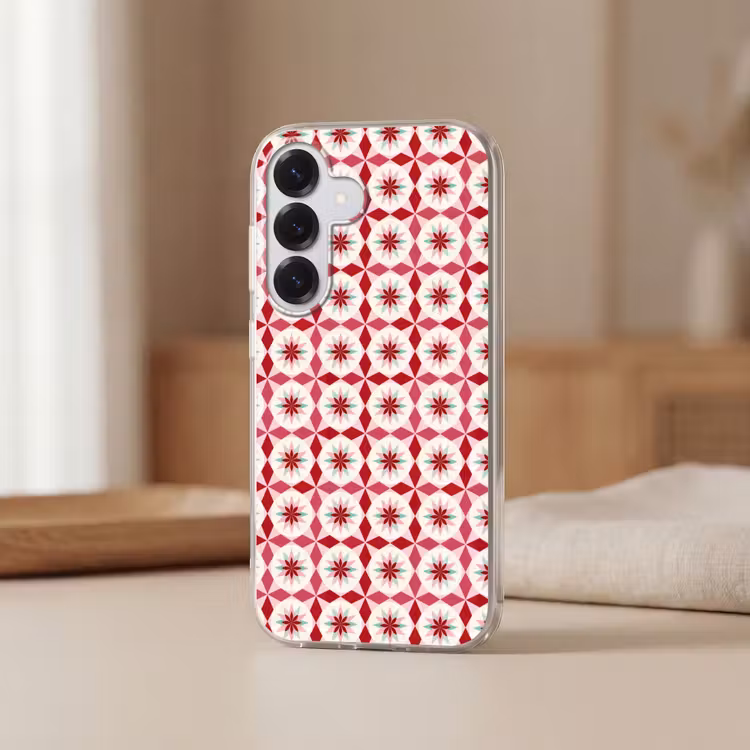 Tegelpatroon - Sterren - Retro - Roze - Mintgroen Telefoonhoesje Samsung Galaxy S26 klein 975 -sfeer2