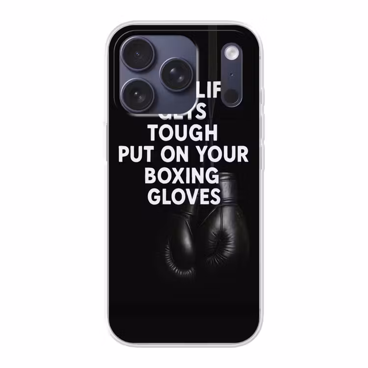 Tekst - Bokshandschoenen - Wit Telefoonhoesje iPhone 17 Pro klein -3d