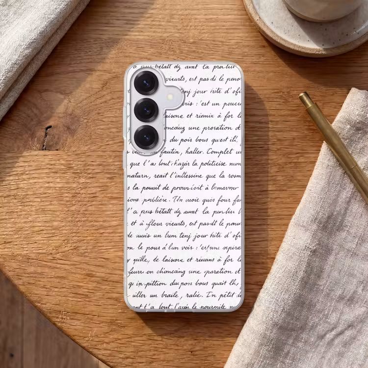 Tekst - Handschrift - Klassiek - ZwartWit Telefoonhoesje Samsung Galaxy S26 klein -sfeer1
